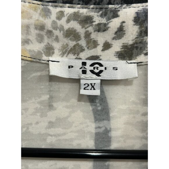 Zebra Print Button-Up Shirt Paris Burn Out Mixed Animal Abstract Pattern Sz 2X - Picture 5 of 8